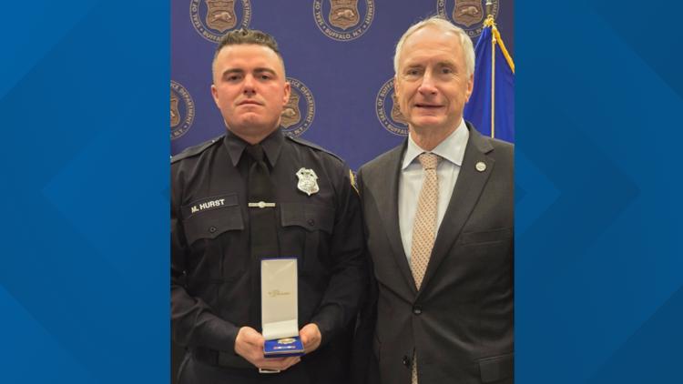 Buffalo Police Officer John Doe receiving Medal of Honor for bravery after shooting incident