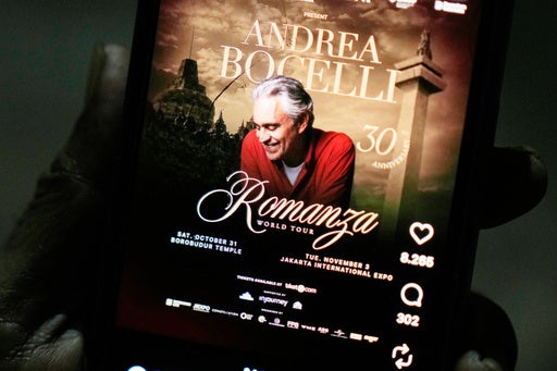 Andrea Bocelli concerts in Indonesia to proceed despite opposition from Muslim clerics — WHEC News10NBC (Rochester)